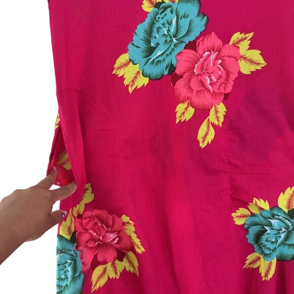 Lisa Corti Women's Red Floral Button Front 3/4 Button Maxi Dress Size M - Picture 4 of 10